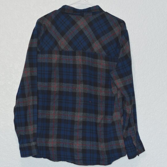 Mens RSQ Blue, Grey, and Red Plaid Flannel Shirt Size L - Picture 2 of 3